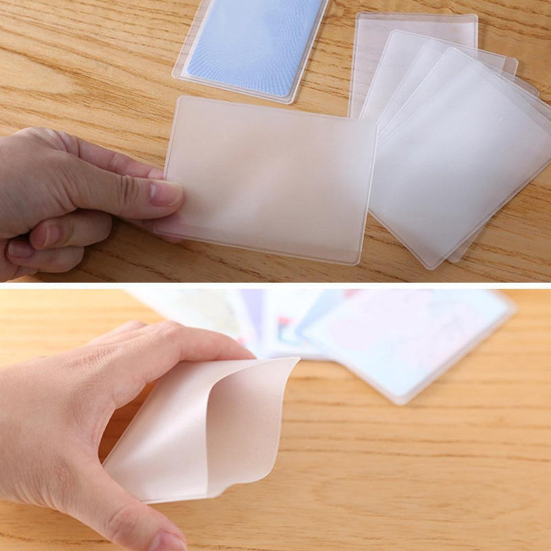 100pcs PVC Card Sleeve ID Badge Case Bank Credit Cards Holder Protector