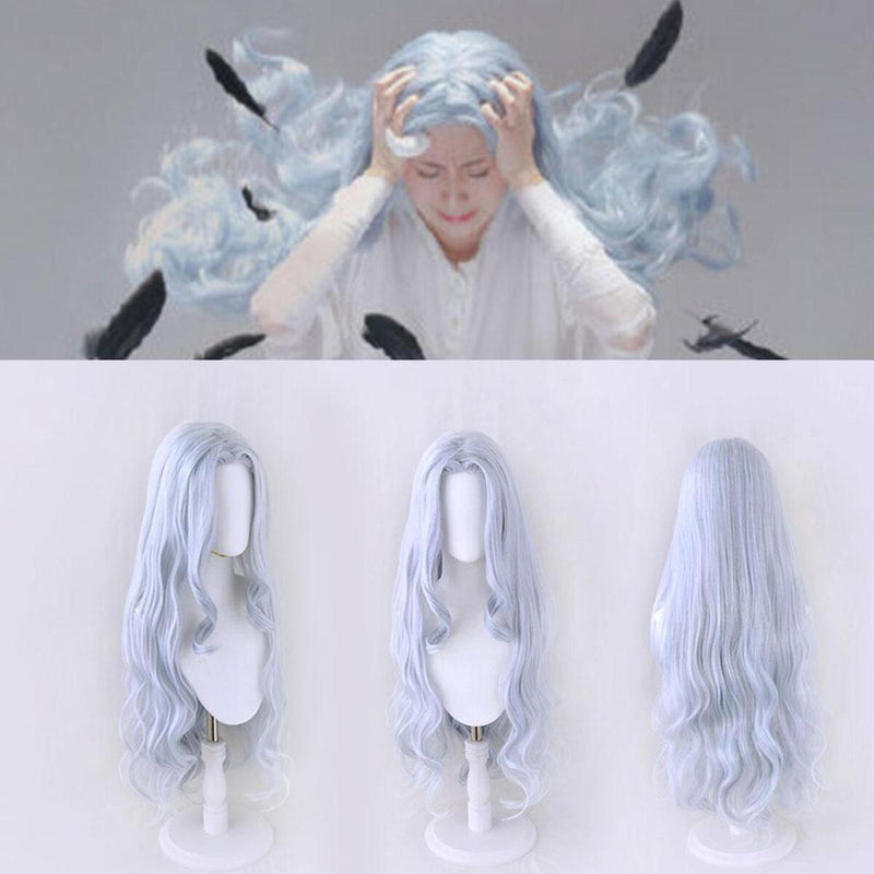 Perücke Beliebte Oma graues langes lockiges Haar Cos silbergraue Lolita-Wellenp.