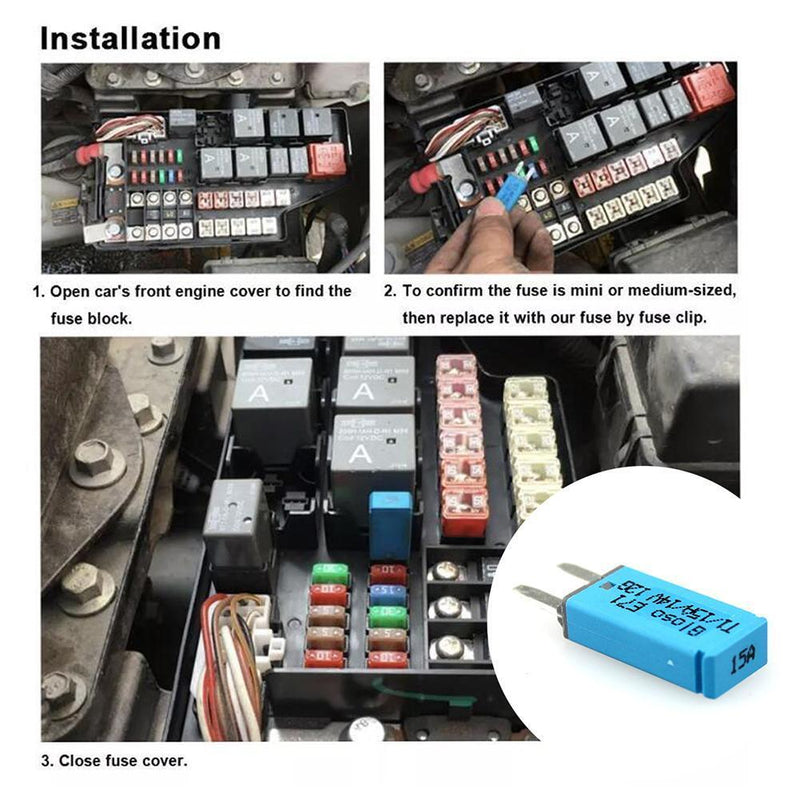 DC 14V Auto Reset Mini Circuit Breaker Blade Fuse for Car Boat(15A Blue) Newly