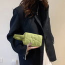 Women Quilted Flower Pattern Clutch Bag Mini Wallet Zipper Bag (Green)