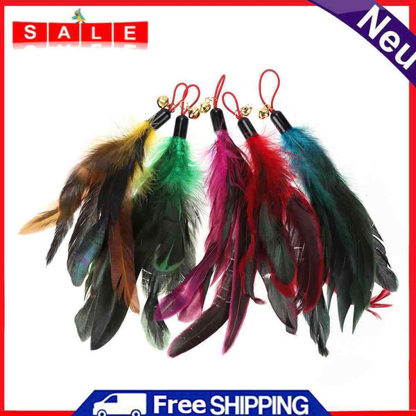 5pcs Cat Teasing Feather Wall Bell Round Pets Kitten Teaser Replacement Toys