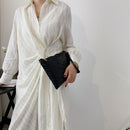 Retro PU Leather Embroidery Party Clutch Purse Pure Color Zipper Travel Wallets