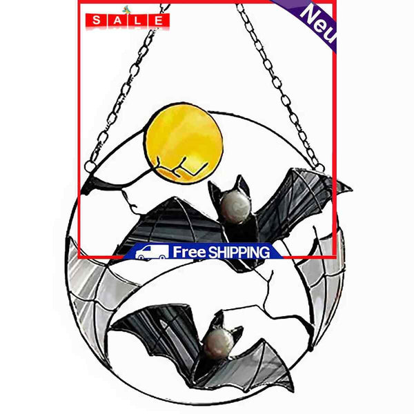 Bat Stained Window Pendant - Home Rainbow Collection Bat Moon Horror Art Craft
