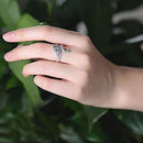 Household Crochet Loop Adjustable Knitting Women Alloy Opening Peafowl Ring