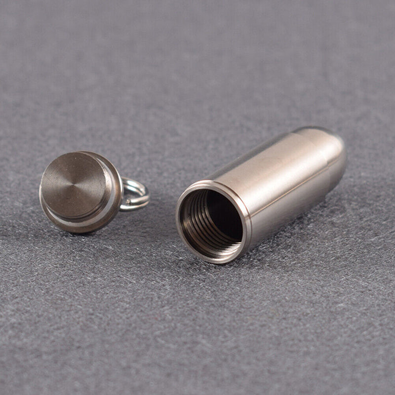 Portable Titanium Drug Holder Case Waterproof Tablet Box with Keychain (M)