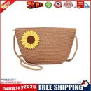 Women Straw Weave Flower Summer Beach Shoulder Crossbody Bag (Sunflower)
