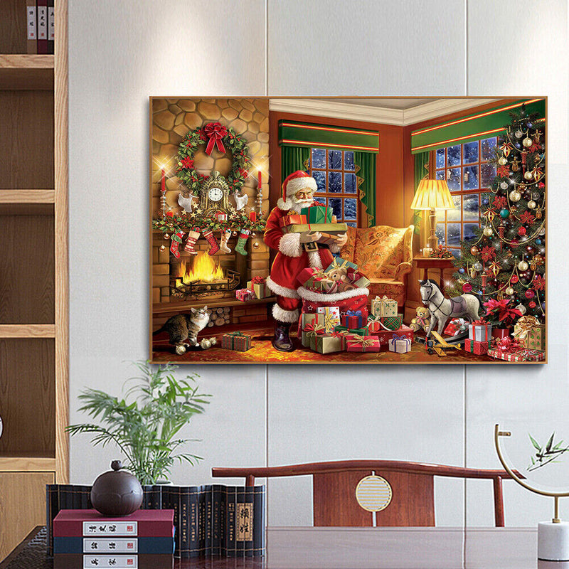 Cotton Thread Full Stamped Santa Claus Gifts Cross Stitch Embroidery Handicraft