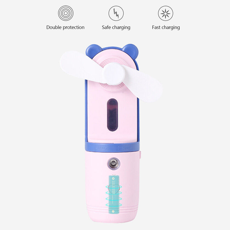 #A USB Rechargeable Fan with Spray Humidifier Humidification for Home Office Sch