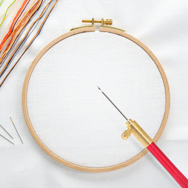 French Crochet Embroidery Tambour Beading Hoop Hook with 3 Needles DIY Craf