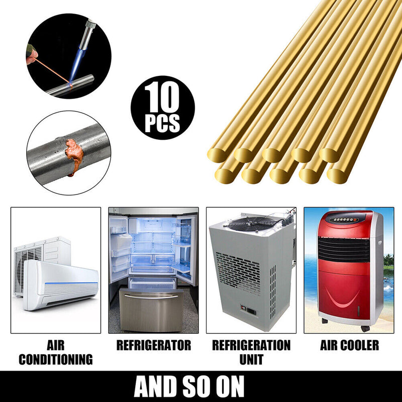 10pcs Low Temperature Simple Brass Welding Rods Electrodes Easy Melt Weld Bar