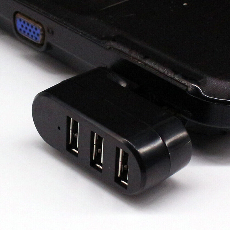 USB3.0 Hub Adapter Rotate High Speed U Disk Reader Splitter 3-Port (Black)