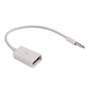 1pc White Sync 3.5mm Male for AUX Audio Plug Jack to USB 2.0 Female Conv