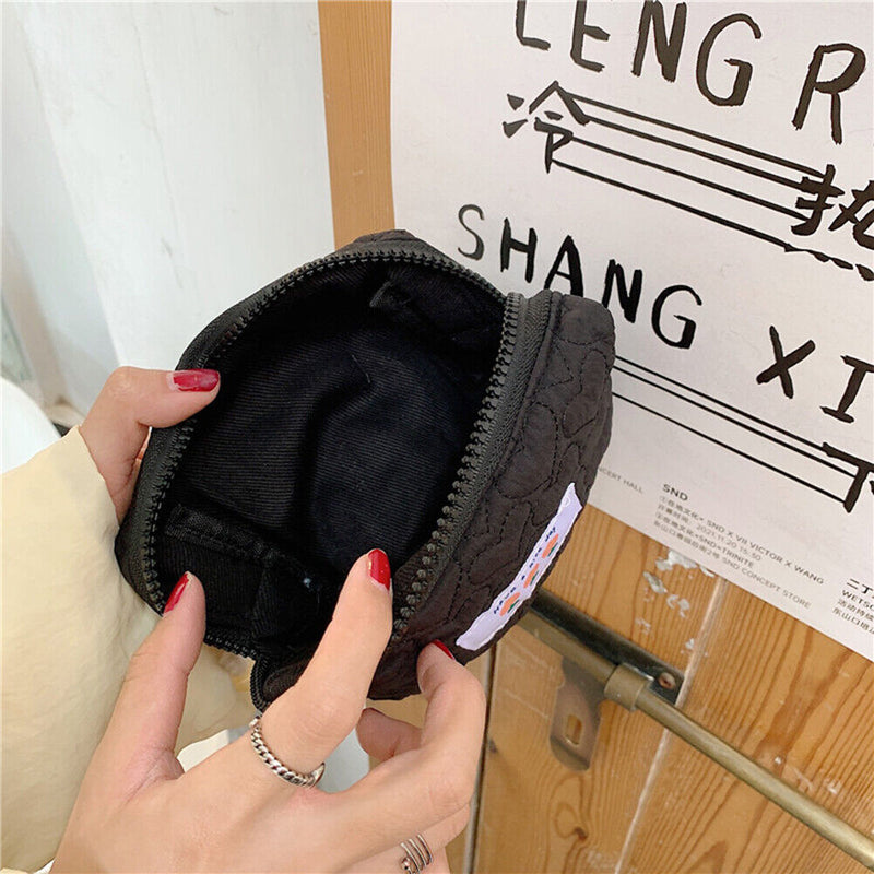 Cosmetic Bag Flower Heart Print Organizer Bag Pouches Zipper Small Beauty Cas