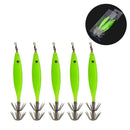 5pcs Luminous Octopus Squid Fishing Lure Jig Hook Night Light Up Bait Shrimp`