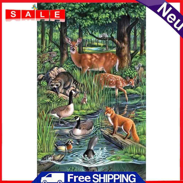5D DIY Diamond Painting River Animal Full Drill Rhinestone Mosaic Art Picture