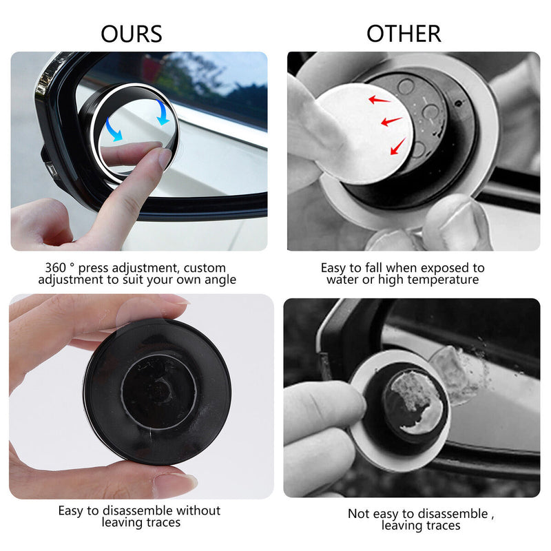 Azazaza Blind Angle Mirror, 2pcs HD Car Blind Angle Mirror 360 Degree Rota