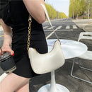 Women Solid Color Chain Underarm Bag Casual Ladies PU Leather Hobos Handbags