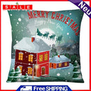 Linen Snow House Pattern Car Cushion Decorative Cover Sofa Throw Pillow Cases