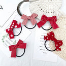 Cute Wave Point Red Bowknot Double Horsetail Hair Rope Head Rope Headwear