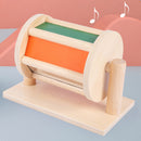 Montessori Sensory Spinning Drum Wooden Textile Baby Kid Educational Instrument