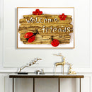 Welcome Friends 5D DIY Full Round Diamond Painting Home Decor Hanging Picture