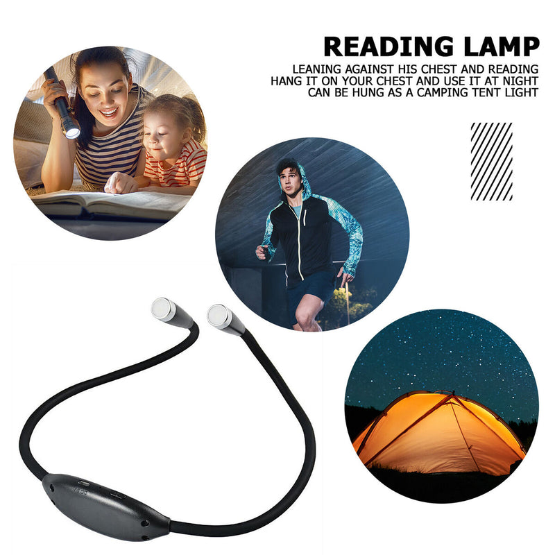 LED Neck Reading Light, Rechargeable, Flexible Arm Book Lamp for Knitting, Camp