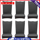 6pcs Thin Elastic Chair Covers Banquet Seat Cases Chair Wrap Decor Grey
