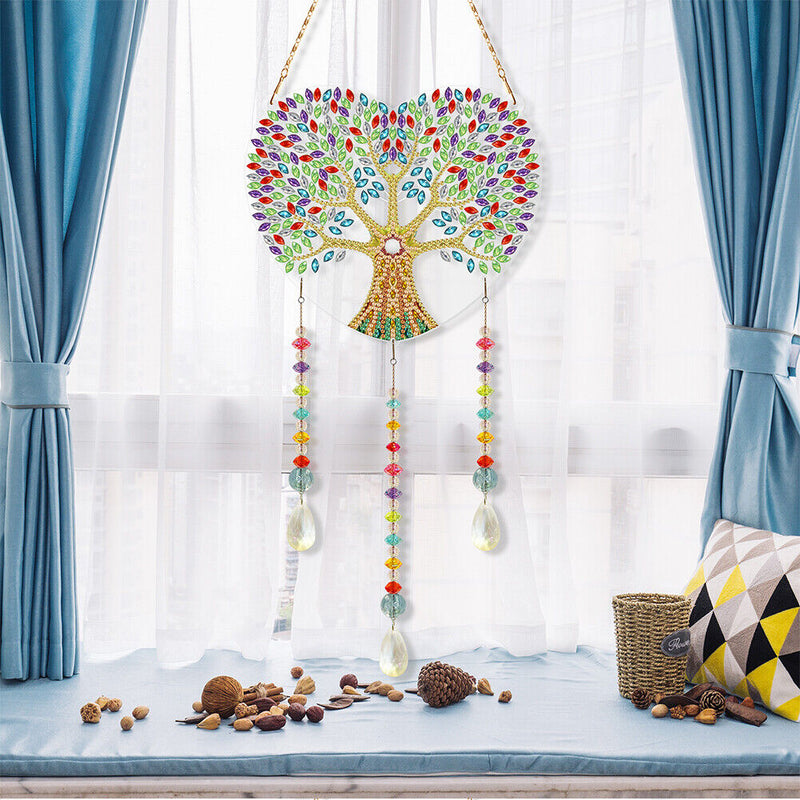 DIY Crystal Prism Teardrop Pendant Diamond Painting Kit Wind Chime (PFL04) Newly