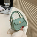 Mini Handbag Leather Chain Crossbody Bags Top-handle Purse Small Square Clutc