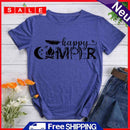 Fashion Happy Camper Short Sleeve T-Shirt (Blue XL) -02186