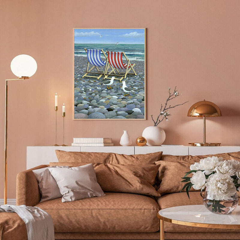 Frameless Oil Paint By Numbers Beach Chair DIY Canvas Picture Craft Kit