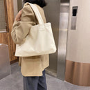 Fashion Solid Color Women Handbag Simple Large Capacity PU Shoulder Shopping Bag