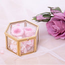 Hexagon Transparent Glass Jewelry Box Wedding Ring Earrings Holder (Square)