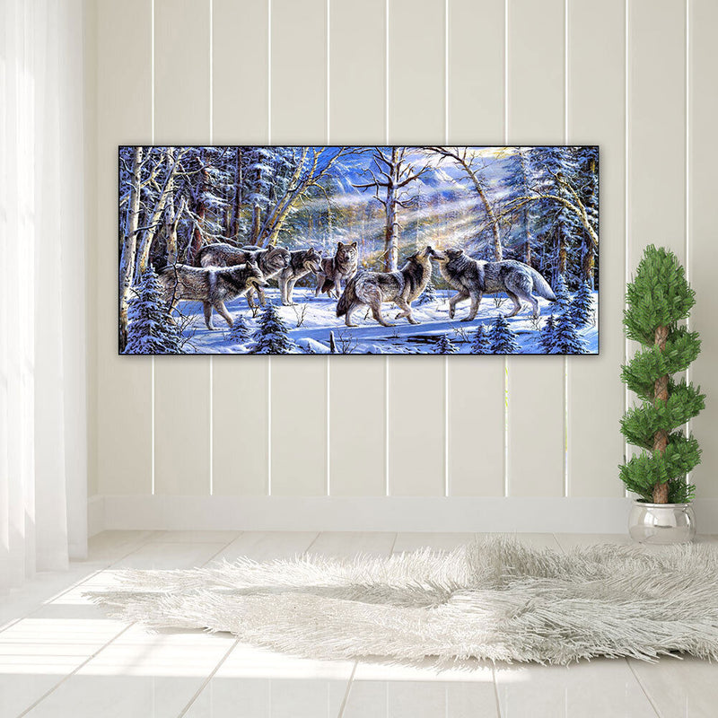 5D DIY Diamond Painting Full Round Drill Wolves Decor Rhinestone Art Crafts Home
