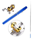Portable Telescopic Mini Fishing Pole Pen Shape Fishing Rod w/ Reel (Blue) Newly