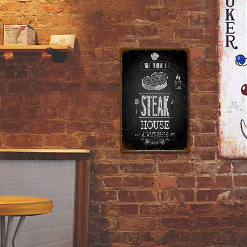 30x20cm Steak Metal Retro Tin Painting Plate Flat Tin Sign Poster Decor