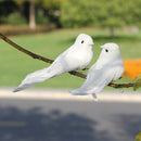2pcs White Feather Artificial Foam Doves Lover Peace Doves Bird Home Decor