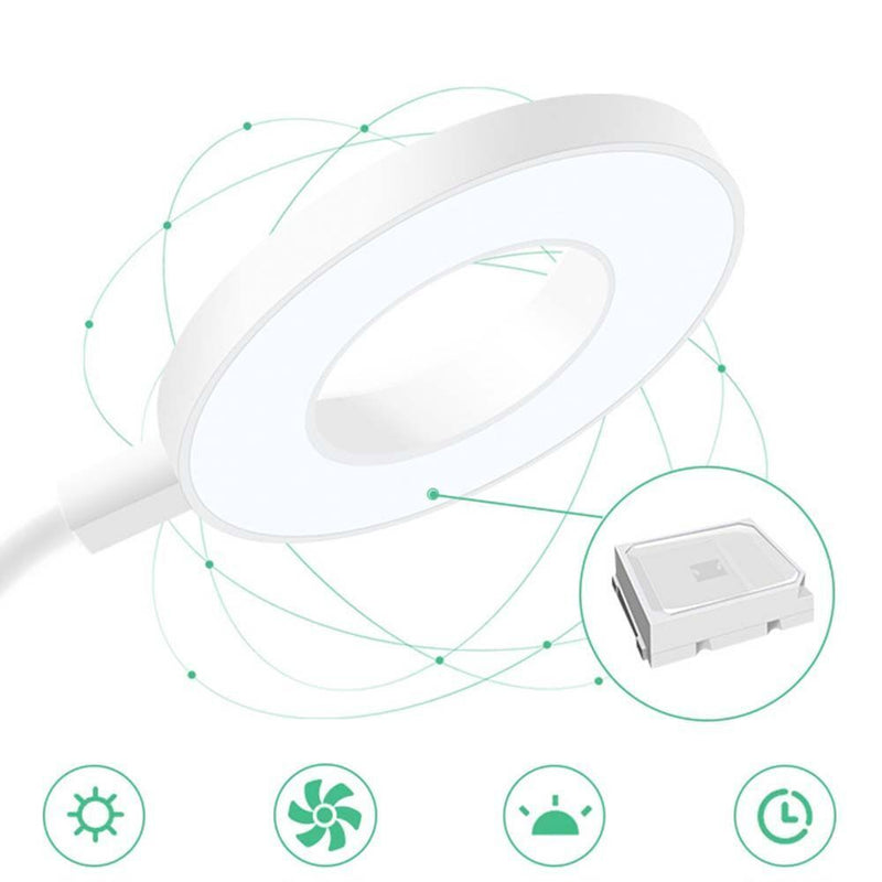 White Headboard for Bedside Table Lamp LED Ring Shape Clip On Table Light