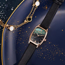Simple PU Leather Watch Elegant Bracelet Women Square Dial Quartz Wristwatch Set
