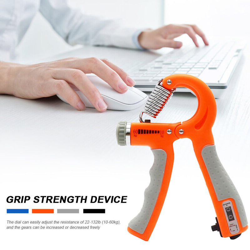 R-Shape Spring Hand Gripper Fitness Countable Hand Strength Grip (Orange) Newly