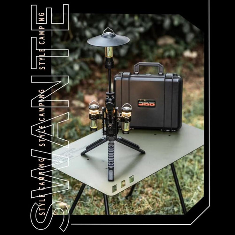 Swante Outdoor Tripod Camping Light Stand Mobile Phone Bracket (Army Green)