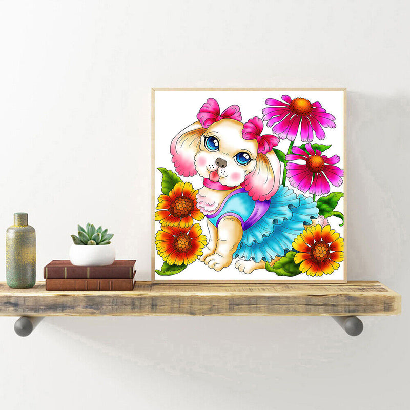 Flower Dog 5D DIY Partial Special Shape Drill Diamond Painting Kits Decor Newly