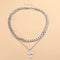 Women Men Clavicle Chain Double-layer Cross Pendant Necklace Cross Shape
