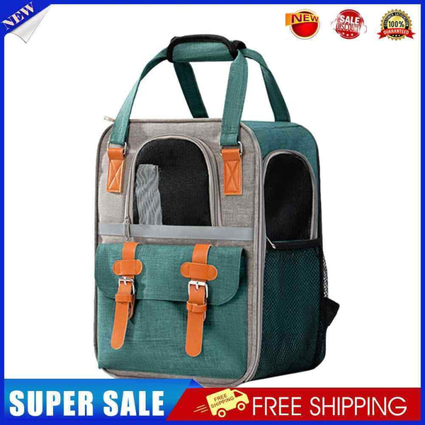 Pet Carrier Backpack Canvas Breathable Cat Outdoor Travel Reflective Bath B