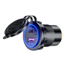 Car Motorcycle Dual USB Charger PD QC 3.0 USB Charger Socket Adapter (Blue)