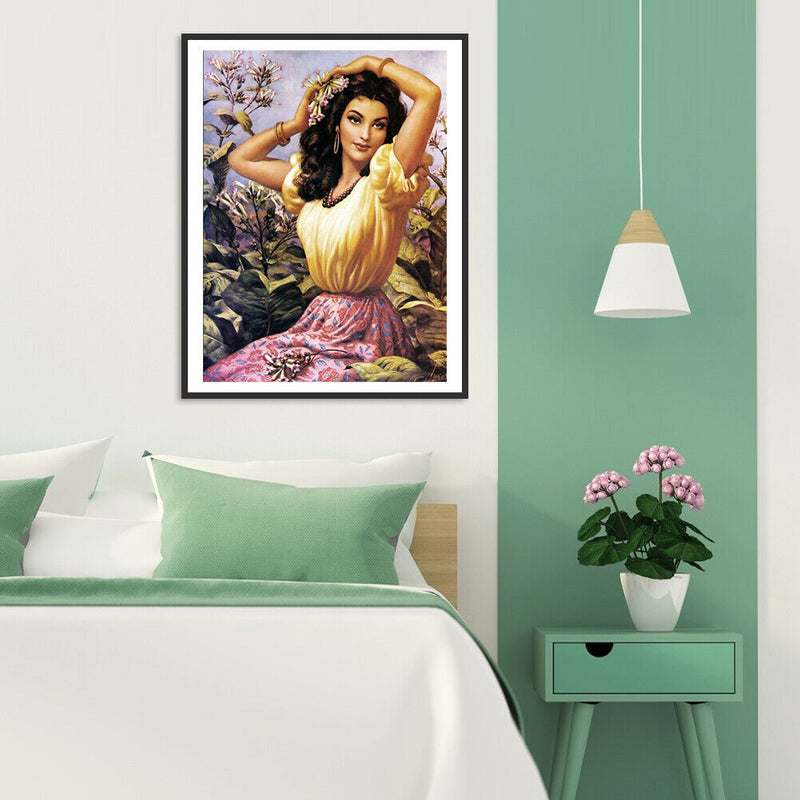 Hand Painted Digital Oil Picture DIY Women Paint By Numbers Kit Canvas Craft