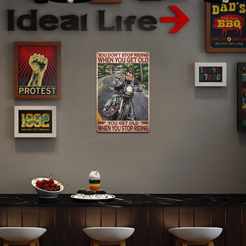 Retro Elder Motorcycle Metal Plate Painting for Pub Tin Plaques Wall Sign