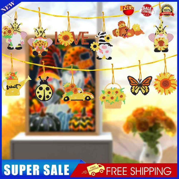 #A 10pcs Pendants Single Side 5D DIY Hanging Ornament Cartoon Christmas Decorati