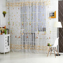 Butterfly Floral Tulle Voile Window Curtain Drape Panel (Green 100X270cm