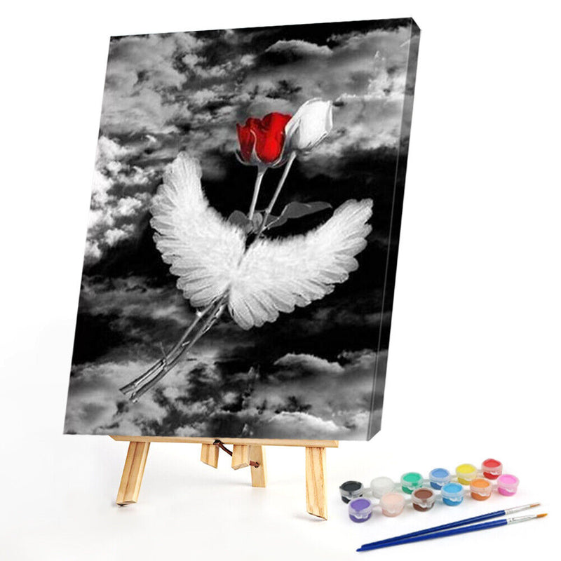 Red and white roses 40x50cm Oil Paint By Numbers Picture DIY Painting M748
